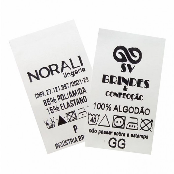 Etiqueta Estampada Personalizada em Nylon Emborrachado 25x45mm, Composição do Tecido