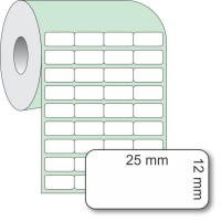 Etiqueta Adesiva para Impressoras Térmicas, 25x12mm x 4 colunas