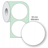 Etiqueta Adesiva para Impressoras Térmicas, 50mm Diâmetro x 1 Coluna